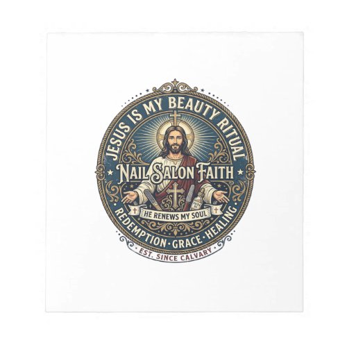 Jesus Nail Tech Nail Artist T-Shirt Inspirational Notepad