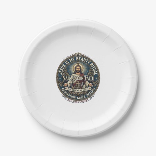Jesus Nail Tech Nail Artist T-Shirt Inspirational Paper Plates