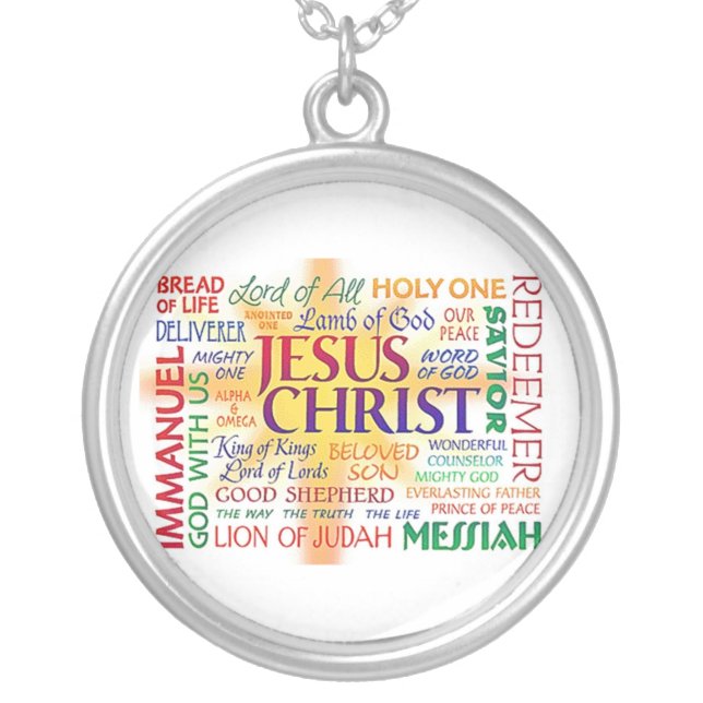 JESUS NAME ABOVE ALL NAMES SILVER PLATED NECKLACE (Front)