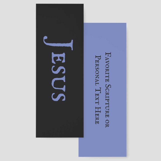 Jesus Name Black Medium Blue Custom Scripture  Bookmarks (Front & Back)