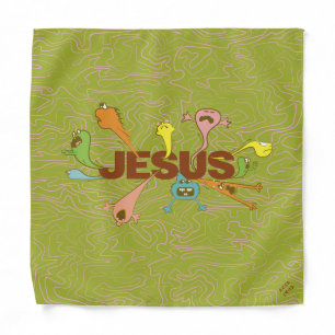 Jesus Name Power Demons Flee Cartoon Prayer Cloth Bandana