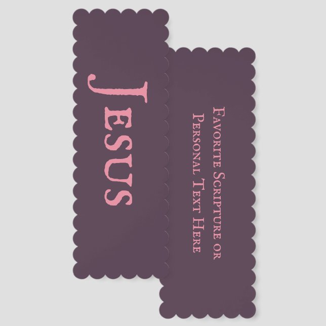Jesus Name Royal Purple Pink Custom Scripture Bookmarks (Front & Back)