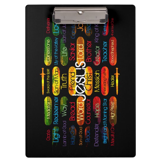 Jesus Names Multi-color  Clipboard (Front)