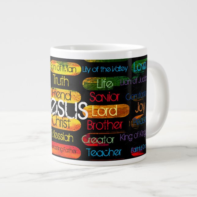 Jesus Names Multi-color Giant Coffee Mug (Front Right)