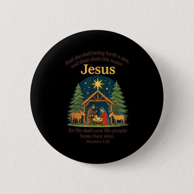 Jesus Nativity Christian Christmas Bible Pjs Toddl Button (Front)