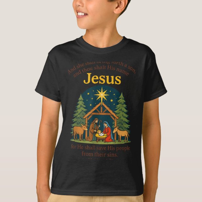 Jesus Nativity Christian Christmas Bible Pjs Toddl T-Shirt (Front)