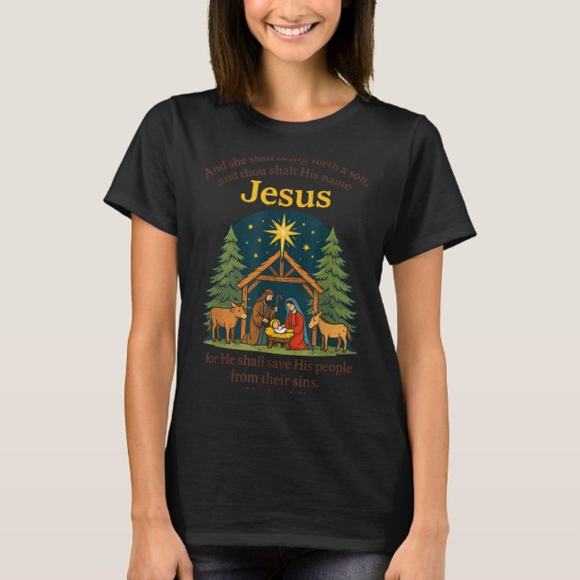 Jesus Nativity Christian Christmas Bible Pjs Toddl T-Shirt (Front)