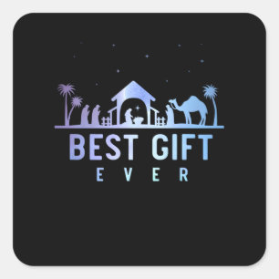 Jesus Nativity Religious Christmas Christian Square Sticker