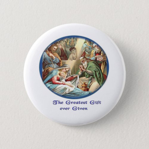Jesus nativity scene gifts pinback button