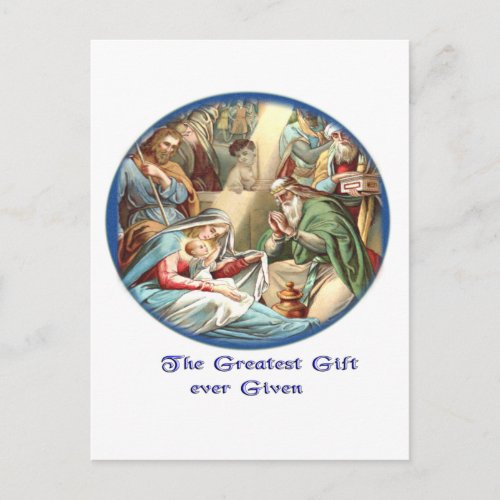 Jesus nativity scene gifts postcard