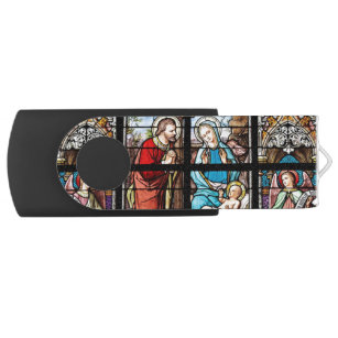 Jesus Nativity Stained Glass Image Flash Drive