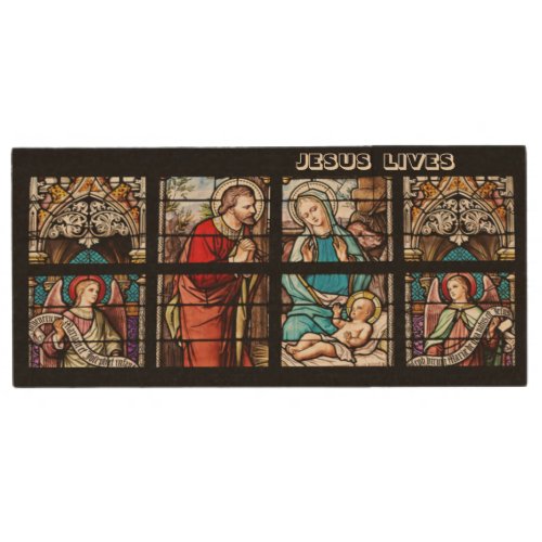 Jesus Nativity Stained Glass Image Wood Flash Drive