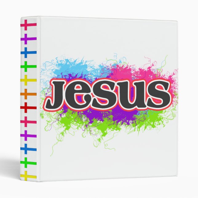 Jesus Neon Static 3 Ring Binder (Front/Spine)