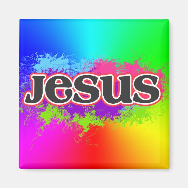 Jesus Neon Static (rainbow) Magnet (Front)