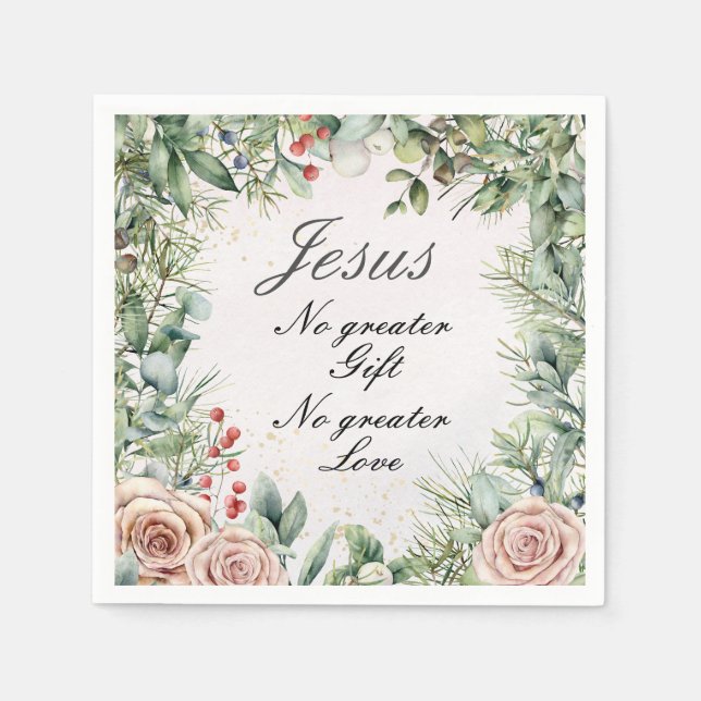 Jesus, No greater Gift, No greater Love, Christmas Napkins (Front)