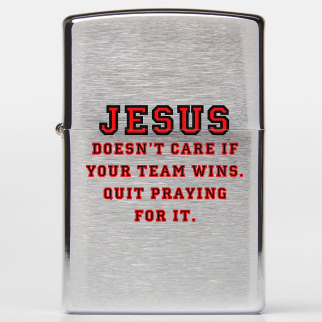 Jesus: Not a Sports Fan Black & Red Zippo Lighter (Front)