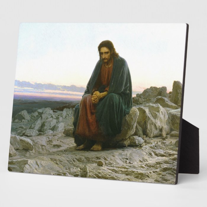 Jesus on a Rock in the Desert Photo Plaque