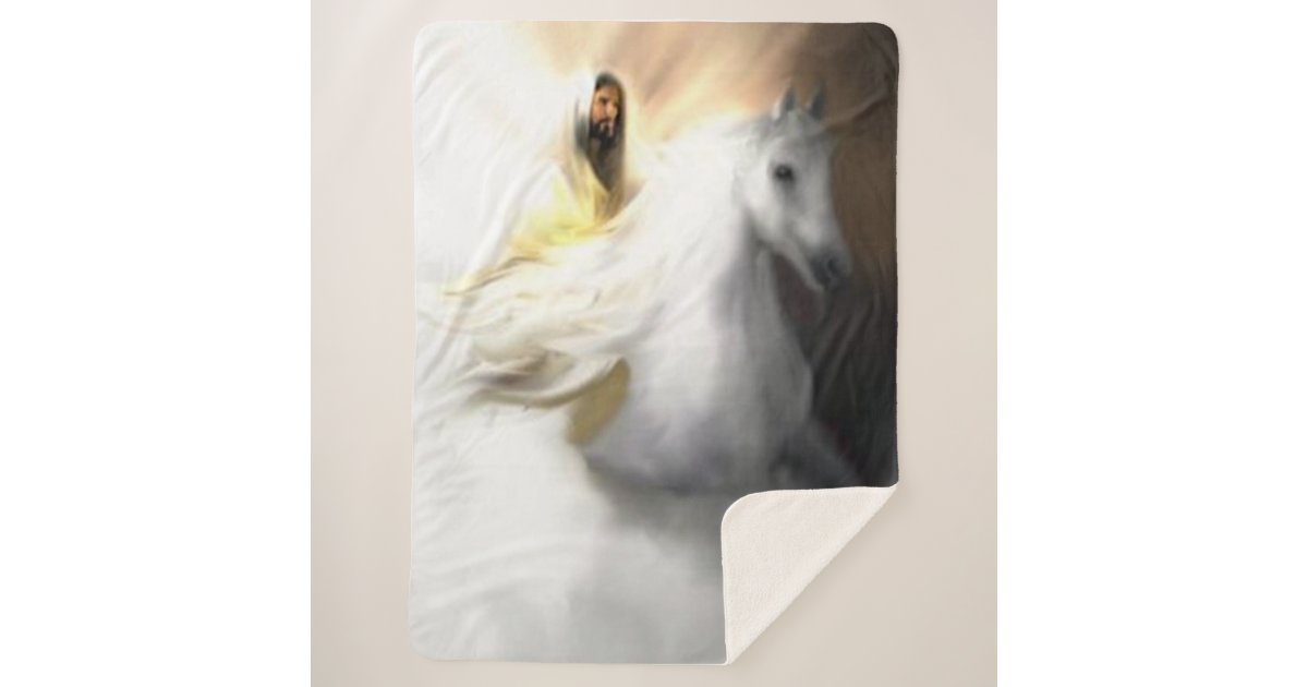 Jesus On A White Horse Sherpa Blanket Zazzle Com