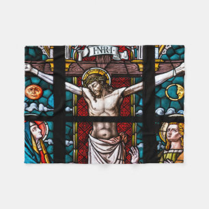 Jesus on Cross Fleece Blanket