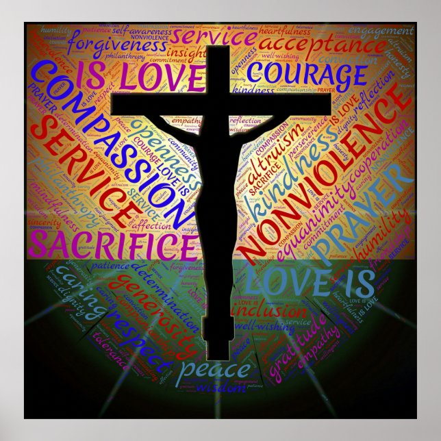 Jesus on Cross, Non Violence, Acceptance Poster (Front)