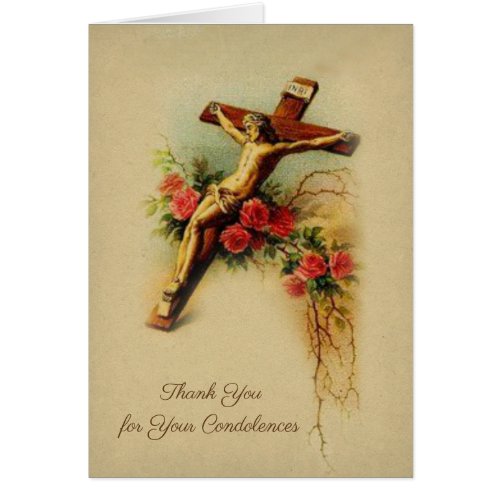 Jesus on Crucifix Catholic Condolence Thank You