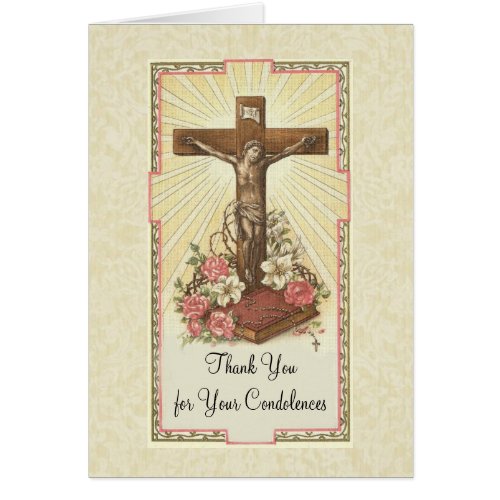 Jesus on Crucifix  Catholic Condolence Thank You