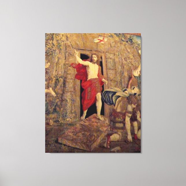 Jesus on Resurrection Tapestry in the Vatican Canvas Print (Front)