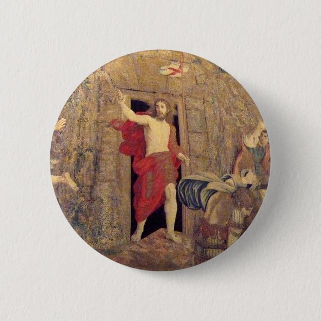 Jesus on Resurrection Tapestry in the Vatican Pinback Button (Front)