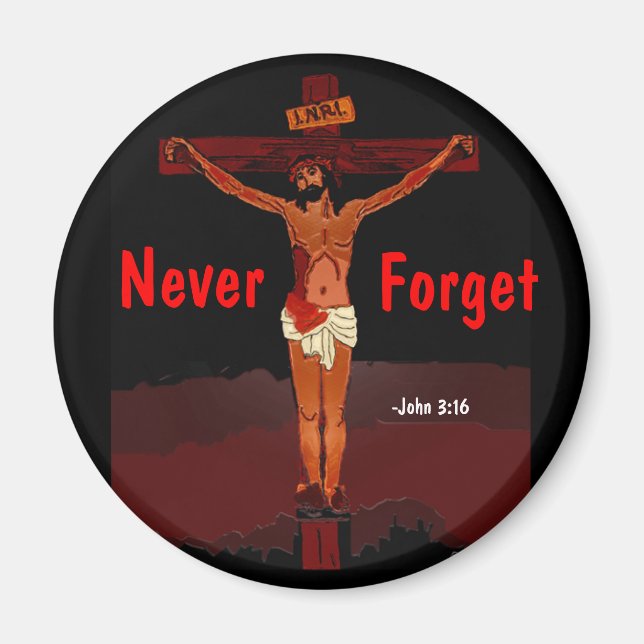 Jesus on the cross Bible Quote Magnet (Front)