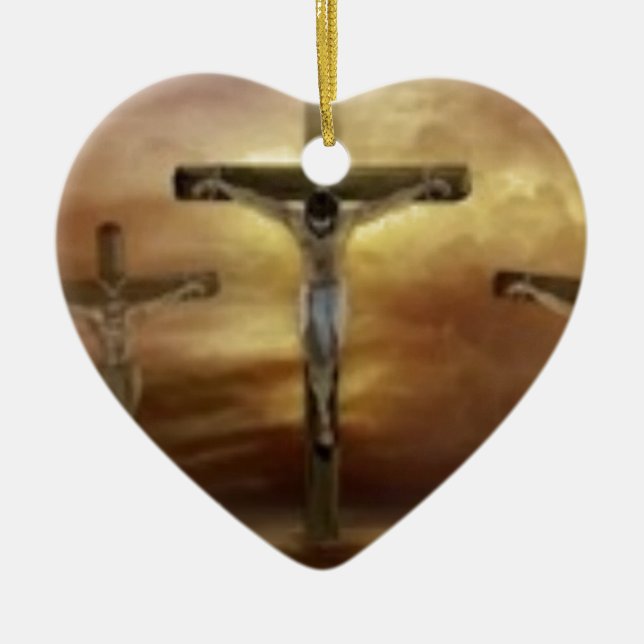 JESUS ON THE CROSS CERAMIC ORNAMENT (Front)