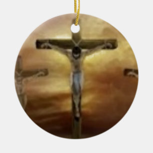 JESUS ON THE CROSS CERAMIC ORNAMENT