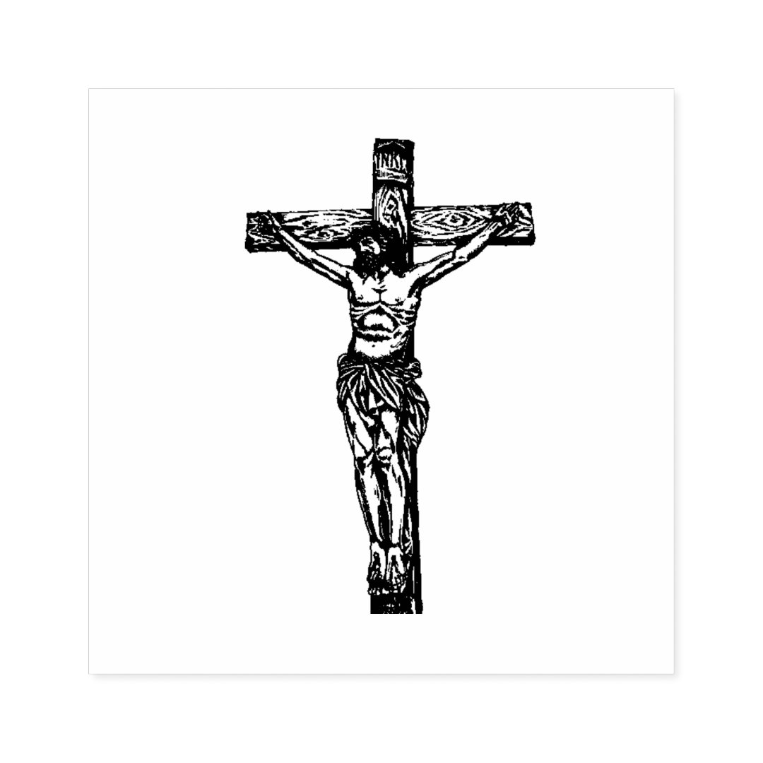 Jesus on the Cross Crucifix Religious Catholic Rubber Stamp Zazzle