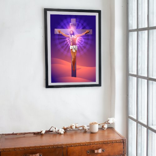 Jesus On The Cross Digital Art Wall Decor Poster