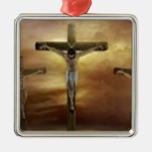JESUS ON THE CROSS METAL ORNAMENT