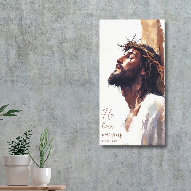 Jesus on the Cross Painting Crown of Thorns Canvas Print (Creator Uploaded)