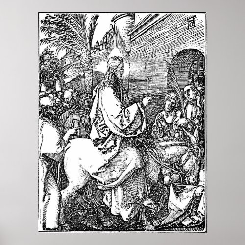 Jesus on the Donkey Palm Sunday Etching Poster