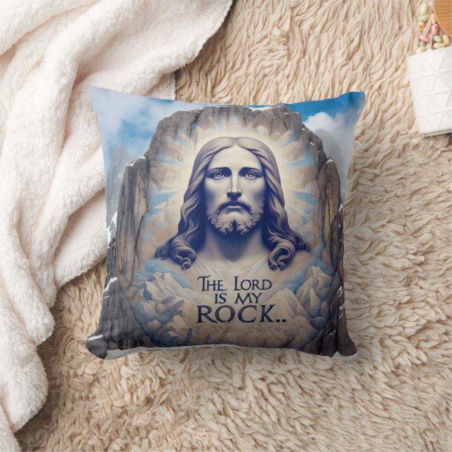 Jesus on the Mountain: The Lord Is My Rock Throw Pillow (Blanket)