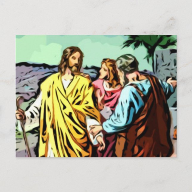 Jesus on the Road to Emmaus Postcard (Front)