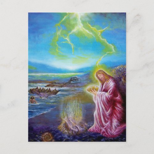 JESUS ON THE SEASHORE St John 21 Postcard