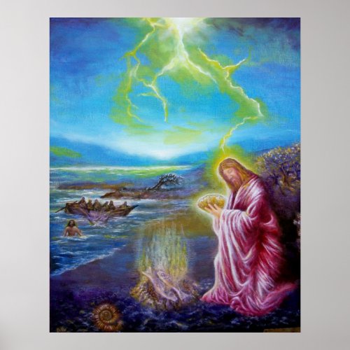 JESUS ON THE SEASHORE St John 21 Poster