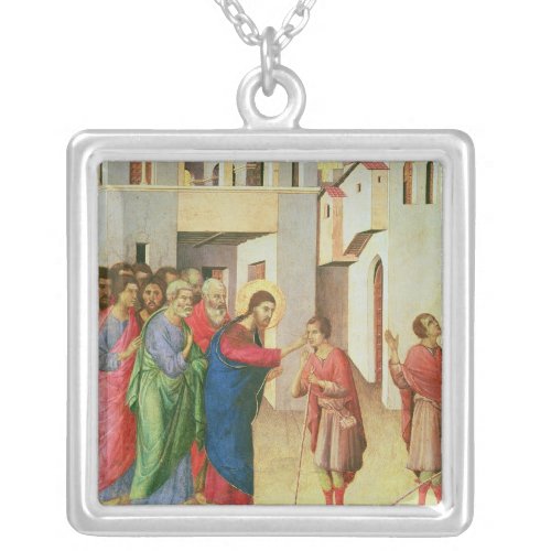 Jesus Opens the Eyes of a Man Born Blind 1311 Silver Plated Necklace