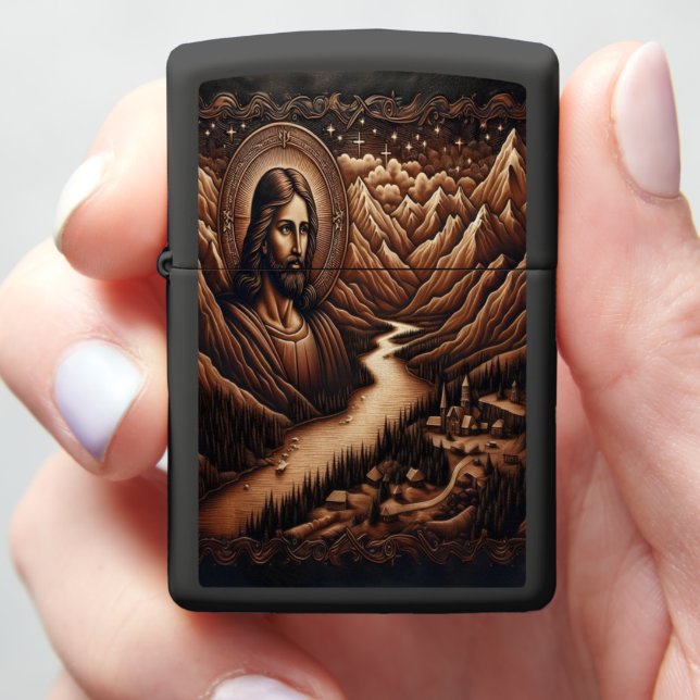 Jesus Overlooking Valley Zippo Lighter (In Hand)