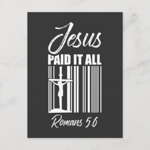 Jesus Paid all Price Barcode God Christian Postcard