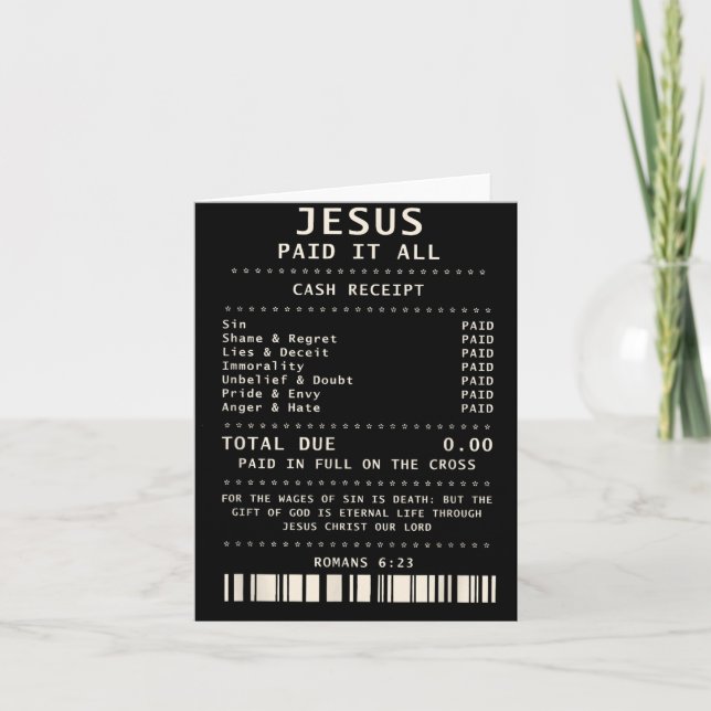 Jesus Paid It All Funny Christian Faith Bible Vers Card (Front)