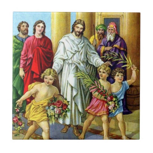 Jesus Palm Sunday Tile