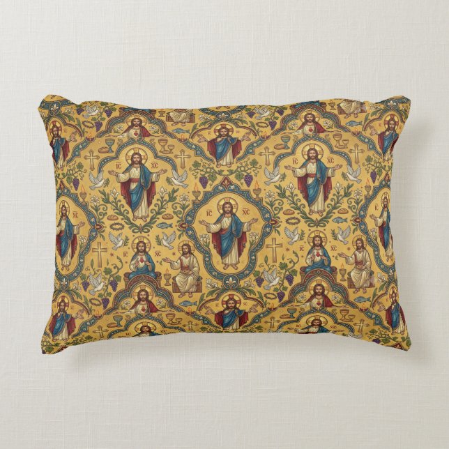 Jesus Pattern Accent Pillow (Front)