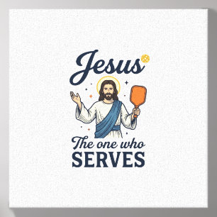 Jesus Pickleball The One Who Serves Shirt Canvas Photo Tile