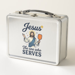 Jesus Pickleball The One Who Serves Shirt Metal Lunch Box