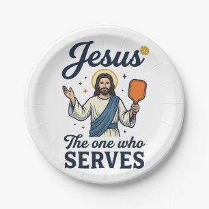 Jesus Pickleball The One Who Serves Shirt Paper Plates
