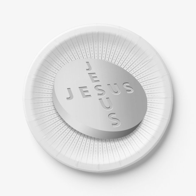 Jesus Pill -  Faith Pray Hope God Christian Love Paper Plates (Front)